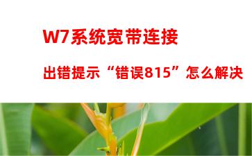 W7系统宽带连接出错提示“错误815”怎么解决